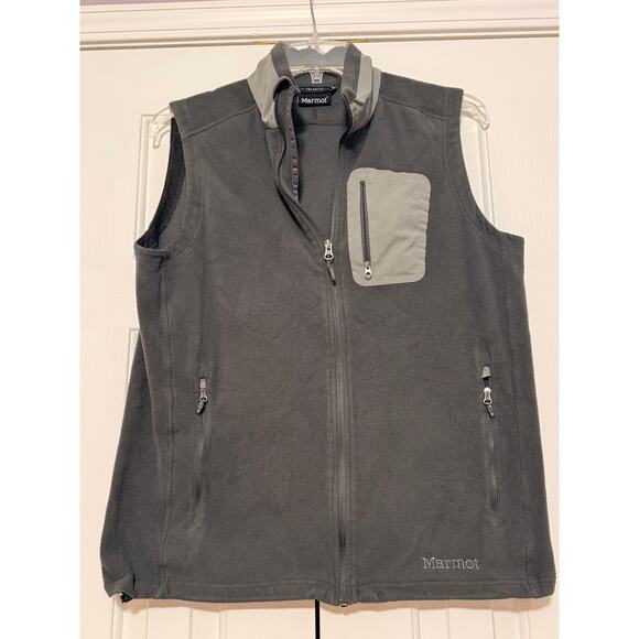 Marmot PolarTec Fleece Men's Gray Full Zip Vest, Size L - Picture 1 of 8